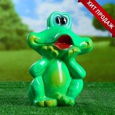 Садовая фигура "Лягушка улыбка" средняя 14х24см Хорошие сувениры