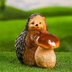 Садовая фигура "Ёжик с белым грибом" 20х20х13см Хорошие сувениры