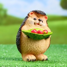 Садовая фигура "Ежик с листочком" 12х11х16см Хорошие сувениры