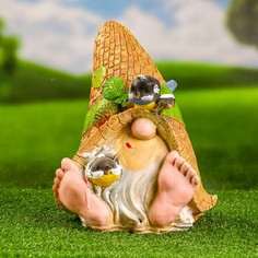 Хорошие сувениры Садовая фигура "Леший с птичками" 26х21х20см