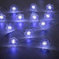 Luazon Lighting Гирлянда «Нить» 2 м роса с насадками «Снежинка», IP20, серебристая нить, 2