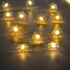 Luazon Lighting Гирлянда «Нить» 2 м роса с насадками «Снежинка», IP20, серебристая нить, 2