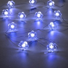 Luazon Lighting Гирлянда «Нить» 2 м роса с насадками «Цветок», IP20, серебристая нить, 20