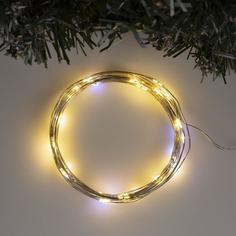Luazon Lighting Гирлянда «Нить» 5 м роса, IP20, серебристая нить, 50 LED, свечение тёплое