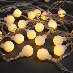 Luazon Lighting Гирлянда «Нить» 5 м с насадками «Шарики белые», IP20, прозрачная нить, 30