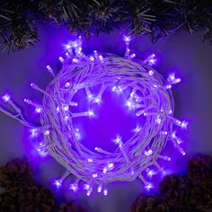 Luazon Lighting Гирлянда «Нить» 10 м, IP44, белая нить, 100 LED, свечение фиолетовое, 8 ре