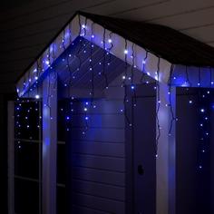 Гирлянда «Бахрома» 4 ? 0.6 м, IP44, тёмная нить, 180 LED, свечение бело-синее, мигание, 22 Luazon Lighting