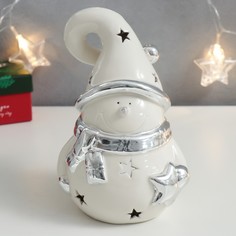 Сувенир керамика "Снеговичок со звёздочкой" серебро 18,3х11,3х12 см No Brand
