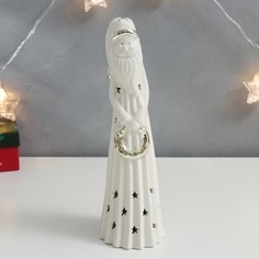 Сувенир керамика световой "Дедушка Мороз с веночком" золото 26х7,5х7,5 см No Brand