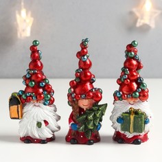 Сувенир полистоун "Новогодний герой, колпак украшен новогодними шариками" МИКС 10х3,5х4 см No Brand