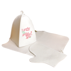 Набор для бани "Здоровый дух" шапка, коврик, рукавица 3268936 Добропаровъ