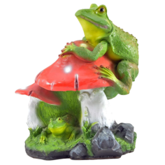 Садовая фигурка Сказка Гриб с лягушкой, большой Н-37см L-25cm B-31cm P=2,4 кг