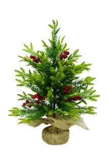 Елка искусственная новогодняя Christmas 60 см в мешочке с рябиной (9183-9)