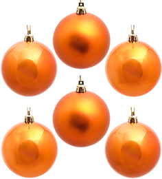 Набор елочных шаров Элита 801534 6шт оранжевый, пластик 85мм НФШ-1033 Elita