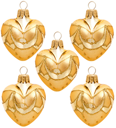 Набор елочных украшений сердечки Элита 801779 5шт золотистый золотистый НФШ-1100 Elita