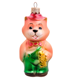 Елочная игрушка Кот с рыбой Элита 801419 1шт разноцветный Elita