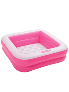 Детский надувной бассейн INTEX 57100 с надувным дном, 85 х 85 см, розовый