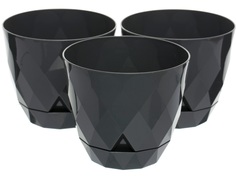 Горшок для цветов Navako Rico 16015-3 0.3L Anthracite 3 шт
