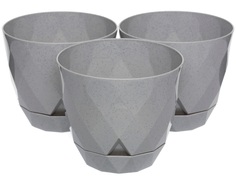 Горшок для цветов Navako Rico 16017-3 0.65L Grey 3 шт