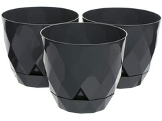 Горшок для цветов Navako Rico 16023-3 1.3L Anthracite 3 шт