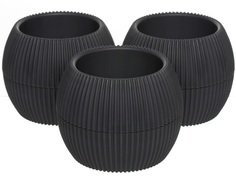 Горшок для цветов Navako Lago 16047-3 0.15L Anthracite 3 шт