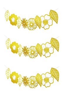 Гирлянда COSY Цветы и листья золотистая с блеском ТРИ штуки по 200 см