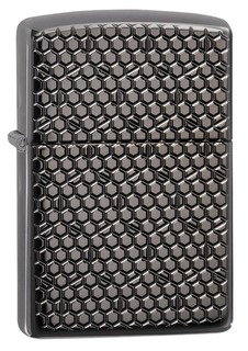 Зажигалка ZIPPO Armor Black Ice, латунь/сталь, чёрная, глянцевая, 38x13x57 мм