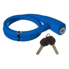Трос-замок STG TY4538 12х60см с ключом силиконовая оплетка, синий Х87812