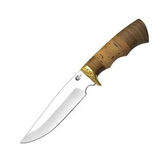 Туристический охотничий нож Легионер Ворсма, сталь 65х13 береста орех латунь ручная работа