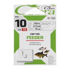 Крючки с поводком Cobra FEEDER 70cm, 0,14mm, разм.10, 10шт. No Brand