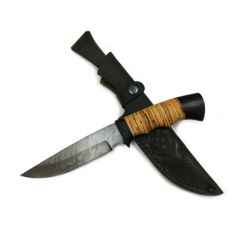 Нож Легионер из дамасской стали, рукоять береста, граб Ворсма