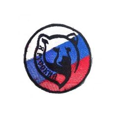 Патч круглый на липучке Флаг РФ с медведем, 7.5 см No Brand