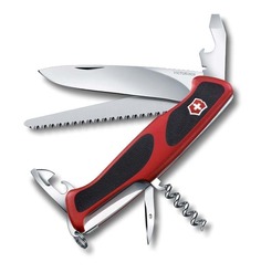 Нож перочинный VICTORINOX RangerGrip 55, 130 мм, 12 функций, красный с чёрным