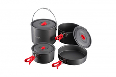 Набор походной посуды Alocs CW-RT07 4 предмета, черный/красный