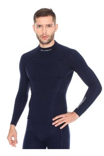 Термобелье мужское Brubeck футболка с длинным рукавом WOOL MERINO 78% темно-синяя XL