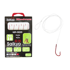 Крючки Saikyo KP-11011 Blloodworm Red (10 шт) с поводком (№14)