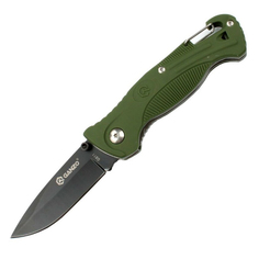 Нож складной Ganzo с зажимом и свистком, клинок 75 мм, сталь 420С, цв. зелёный G611-GR