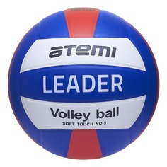 Мяч волейбольный Atemi LEADER, PVC ламинированный, 18 п., сине/бел/крас, клееный, окруж 65