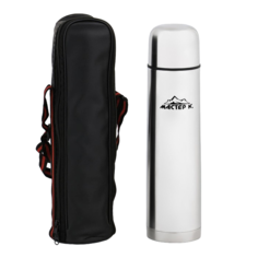 Термос "Мастер К.", 1 л, сохраняет тепло 24 ч, в чехле, хром