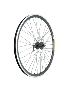 Колесо 26" переднее, обод двойной алюм. б/пист. чёрный, алюм. втулка с пром. подшипниками, Noname