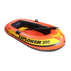 Лодка Explorer Pro 200, 2 местая, 196 х 102 х 33 см, вёсла, насос, от 6 лет, до 120 кг, 58 Intex