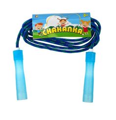 1toy скакалка, 2,2 м., ткан. шнур, пласт. ручки, синяя No Brand