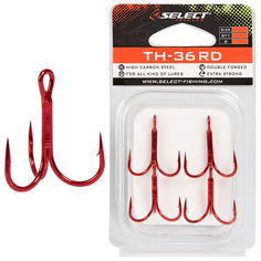 Крючки Select тройные treble hook TH-36 Red #18 (8шт в упаковке)