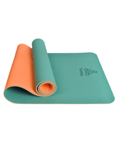 Коврик для йоги и фитнеса KAMA YOGA TPE, 6 мм, 183 x 61 см, зеленый, чехол + ремешок