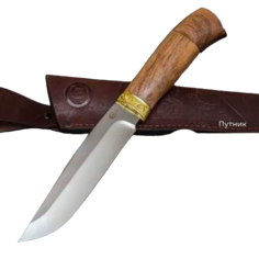 Нож Путник из стали 65х13, рукоять амазаку, латуннное литьё Ворсма