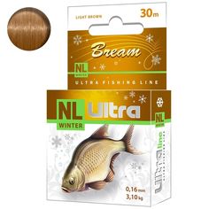 Леска зимняя AQUA NL ULTRA BREAM (Лещ) 30m 0,22mm, светло-коричневый, test-5,90kg (1 шт.)