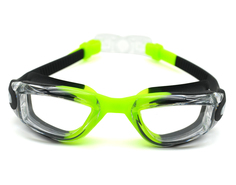 Очки для плавания Mystyle детские, 6-12 лет, черно-лаймовые, AF, от UVA, UVB, силикон