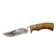 Туристический охотничий нож Галеон Ворсма, сталь 65х13, береста орех латунь, ручная работа