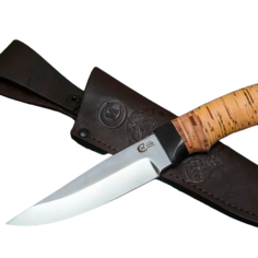 Нож Коршун из стали Х12МФ, рукоять береста, черное дерево Ворсма