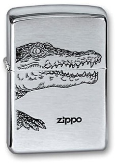 Зажигалка ZIPPO Alligator Brushed Chrome, латунь/сталь, серебристая, 38x13x57 мм